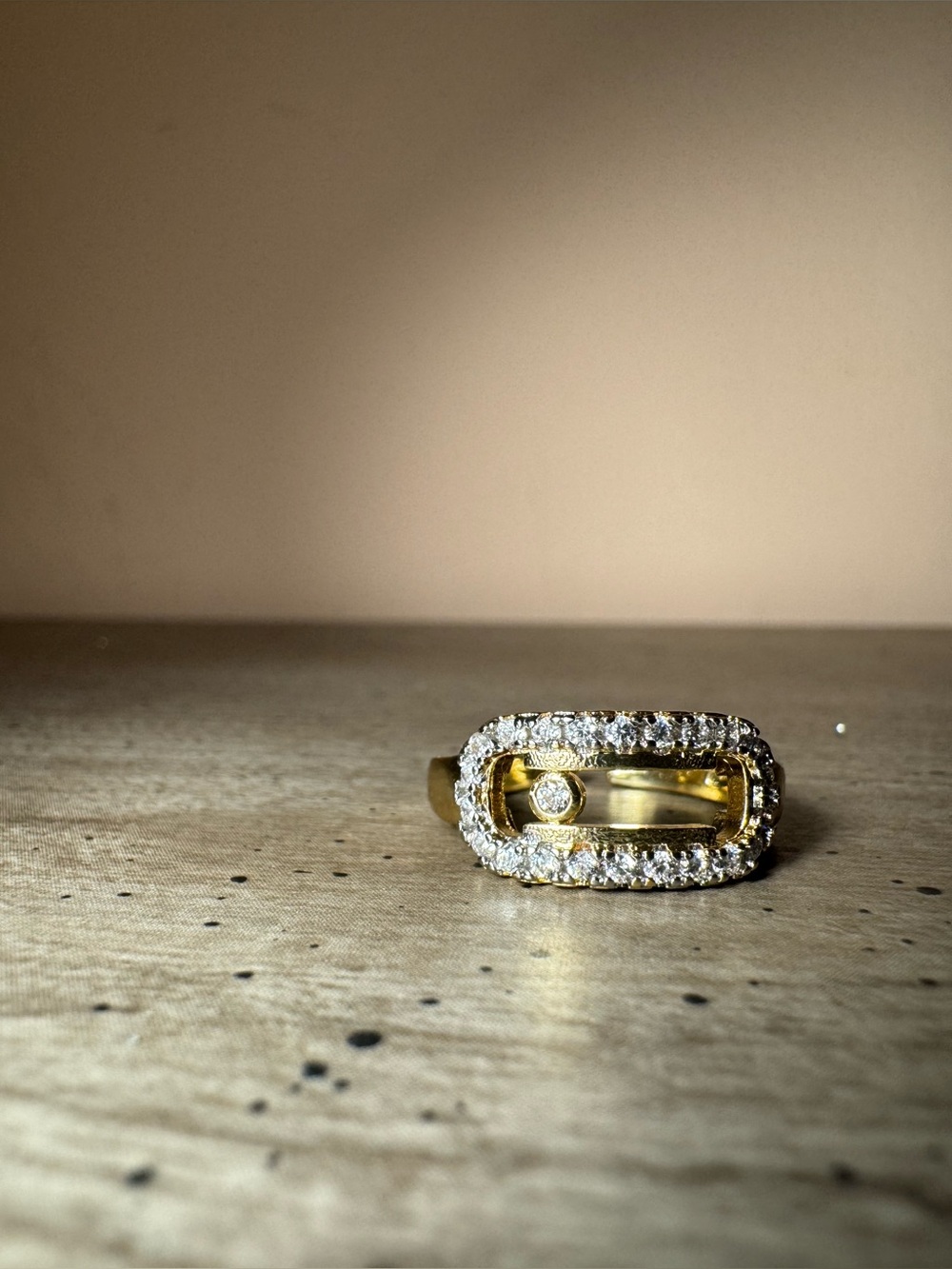 Adina Eden Gold and CZ Oval Halo Adjustable Ring